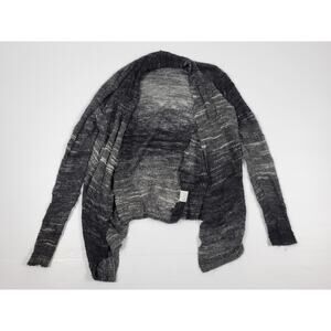 Eileen Fisher  R3BOS-1 Wool Blend Black/Gray Lightweight Knit Cardigan Womens XS